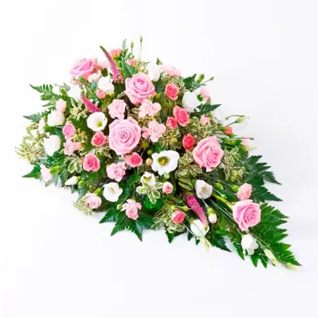 Cubre Urna con 6 Rosas Rosadas y mix de Flores Rosas