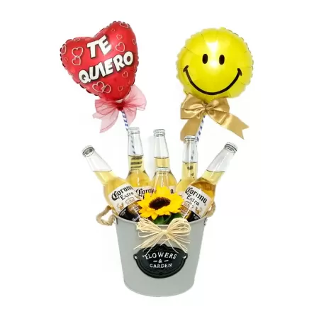 Cubeta con 6 Cervezas Corona de 355ml y 2 Globos