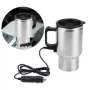 Hervidor de agua eléctrico de acero inoxidable para coche, taza térmica de 60W, 12V, 450ml, para café, té y leche