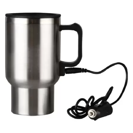 Taza de calefacción para coche de 450ml, hervidor eléctrico de viaje de acero inoxidable, 12V, para calentar agua, café, leche y