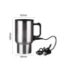 Taza de calefacción para coche de 450ml, hervidor eléctrico de viaje de acero inoxidable, 12V, para calentar agua, café, leche y