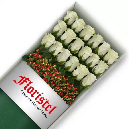 Caja de 18 Rosas Blancas