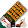 CAJA DE 24 ROSAS CIRCUS MAS CHOCOLATE GRAGEA VARSOVIENNE Y PELUCHE