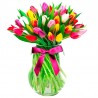 Florero Con 40 Tulipanes Mix Colores