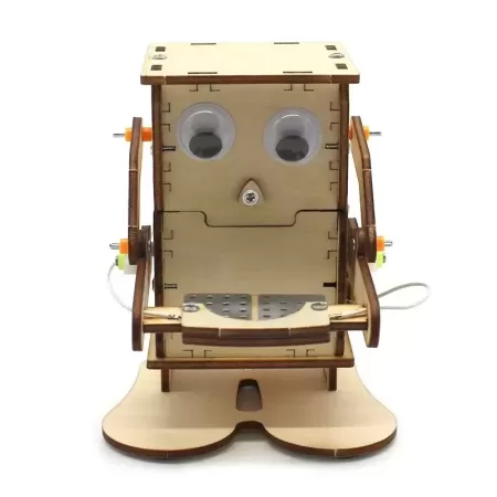 Robot de madera come monedas