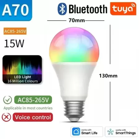 TNCE-bombilla Tuya E27 WIFI Zigbee Bluetooth, lámpara LED regulable de 2700-6500k RGB, aplicación Smart Life, voz con Alexa y Go