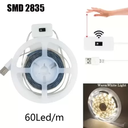 Tira de luces Led inteligente con USB, cinta de luz de fondo con Sensor de movimiento, escaneo manual, Control de encendido y ap