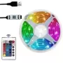 Tira de luces Led de 5M, enchufe USB, 24 teclas, 5050 Multicolor, RGB, TV, fondo, Bar, sala de juegos, decoración de fiesta fami