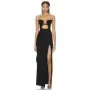 JUNE LIPS-vestido de noche negro sin tirantes para mujer, vestido de vendaje largo dividido, elegante, venta al por mayor, 2024