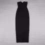 JUNE LIPS-vestido de noche negro sin tirantes para mujer, vestido de vendaje largo dividido, elegante, venta al por mayor, 2024