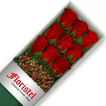 Cajas de 9 Rosas Rojas