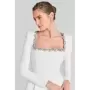 JUNE LIPS-vestido blanco de manga larga con cuentas para mujer, vestido de vendaje elegante, vestido de fiesta para celebridades