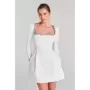 JUNE LIPS-vestido blanco de manga larga con cuentas para mujer, vestido de vendaje elegante, vestido de fiesta para celebridades