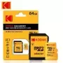 KODAK-tarjeta de memoria Micro SD Original, 128GB, U3, 4K, 256GB, SDHC, UHS-I, C10, A1, V30, TF, Trans Flash, con adaptador