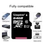 Kingston-tarjeta de memoria Micro SD para teléfono, dispositivo de almacenamiento de 128GB, 32GB, TF, 64GB, U1, V10, A1, SDCS2, 