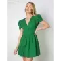 Clacive-vestido verde holgado de verano para mujer, minivestido elegante clásico de cintura alta con cuello en V y manga corta, 