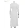 Clacive vestido blanco ajustado de verano para mujer, vestido Midi de oficina de manga corta con cuello de muñeca, vestidos eleg