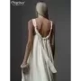 Clacive-vestido holgado de color albaricoque para mujer, traje elegante sin mangas con cuello en V, largo hasta el tobillo, colo