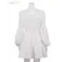 Clacive-Vestido corto de algodón blanco para mujer, minivestido Sexy ajustado con cuello cuadrado y manga abullonada, elegante, 