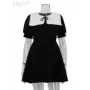 Clacive-vestido negro ajustado de manga corta para mujer, minivestido elegante plisado de cintura alta con cuello de muñeca, 202