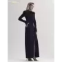 Clacive-vestido ajustado de punto negro para mujer, prenda elegante de manga larga hasta el tobillo, con solapa a la moda, clási