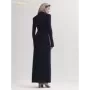 Clacive-vestido ajustado de punto negro para mujer, prenda elegante de manga larga hasta el tobillo, con solapa a la moda, clási