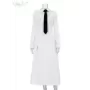 Clacive-vestido de oficina blanco ajustado para mujer, prenda informal de manga larga con solapa, hasta el tobillo, elegante, cl