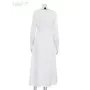 Clacive-vestido de oficina blanco ajustado para mujer, prenda informal de manga larga con solapa, hasta el tobillo, elegante, cl