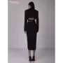 Clacive-vestido negro ajustado para mujer, prenda elegante de manga larga con solapa, hasta el tobillo, informal, clásico, 2024