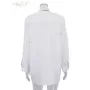 Clacive holgado-Vestido corto de algodón para mujer, minivestido informal de manga larga con solapa, elegante, color blanco, 202