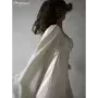 Clacive-vestido de satén blanco suelto para mujer, minivestido elegante de manga larga con cuello cuadrado, informal, clásico, c