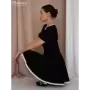 Clacive-vestido negro ajustado para mujer, minivestido elegante de manga corta con cuello redondo, cintura alta, empalmado de en