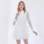 TWOTWINSTYLE-Vestido corto de retales con volantes para mujer, minivestido blanco de cintura alta, manga larga con solapa, ropa 