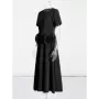 TWOTWINSTYLE-vestido elegante con apliques de retazos para mujer, cuello redondo, manga corta, cintura alta, vestidos de línea A