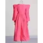 TWOTWINSTYLE-vestido liso elegante para mujer, traje holgado con cuello redondo y manga farol, cintura alta, con cremallera empa