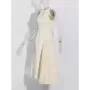 TWOTWINSTYLE-vestido liso de retazos para mujer, prenda sin mangas con solapa, cintura alta, ahuecado, nuevo