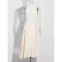 TWOTWINSTYLE-vestido liso de retazos para mujer, prenda sin mangas con solapa, cintura alta, ahuecado, nuevo