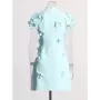 TWOTWINSTYLE-vestidos de retazos con apliques para mujer, minivestido de manga corta con cuello redondo y cintura alta, con crem