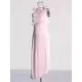 TWOTWINSTYLE-vestido ahuecado con apliques empalmados para mujer, cuello redondo sin mangas, cintura alta, sólido, Sexy, adelgaz