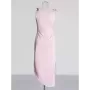 TWOTWINSTYLE-vestido ahuecado con apliques empalmados para mujer, cuello redondo sin mangas, cintura alta, sólido, Sexy, adelgaz