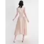 TWOTWINSTYLE-vestidos de temperamento sólido para mujer, cuello levantado, sin mangas, pliegues de cintura alta, vestido Delgado