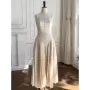 TWOTWINSTYLE-vestidos de temperamento para mujer, cuello cuadrado, sin mangas, cintura alta, pliegues, Delgado, ropa de moda fem