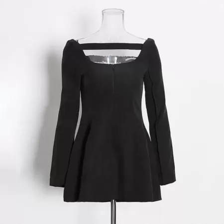 TWOTWINSTYLE-vestido liso Sexy para mujer, ropa de manga larga con cuello de barco, Espalda descubierta, cintura alta, estilo co