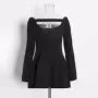 TWOTWINSTYLE-vestido liso Sexy para mujer, ropa de manga larga con cuello de barco, Espalda descubierta, cintura alta, estilo co