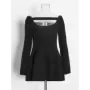 TWOTWINSTYLE-vestido liso Sexy para mujer, ropa de manga larga con cuello de barco, Espalda descubierta, cintura alta, estilo co