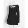 TWOTWINSTYLE-vestido liso Sexy para mujer, ropa de manga larga con cuello de barco, Espalda descubierta, cintura alta, estilo co