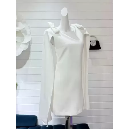 TWOTWINSTYLE-vestidos de temperamento elegantes para mujer, cuello redondo, Mangas de capa, cintura alta, adelgazante, Mini vest