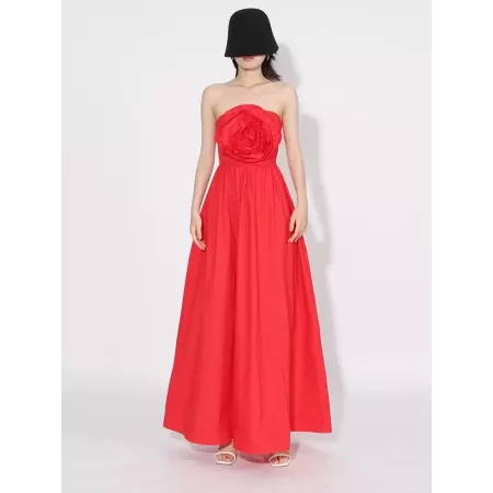 TWOTWINSTYLE-vestidos formales con apliques empalmados para mujer, sin tirantes, Espalda descubierta, pliegues de cintura alta, 