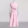 TWOTWINSTYLE-vestido recortado para mujer, cuello levantado, sin mangas, cintura alta, liso, minimalista, moda media, verano 202