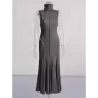 TWOTWINSTYLE-vestido de cuello alto sin espalda para mujer, traje de cintura alta, ajustado, adelgazante, estilo femenino